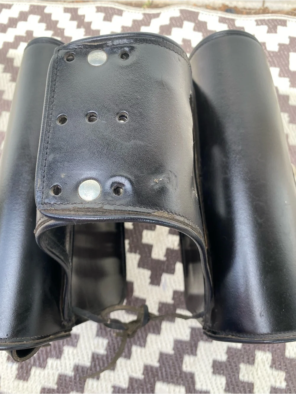 Black Vintage Leather Motorcycle Saddlebag Pair - Classic Men's Travel Bags